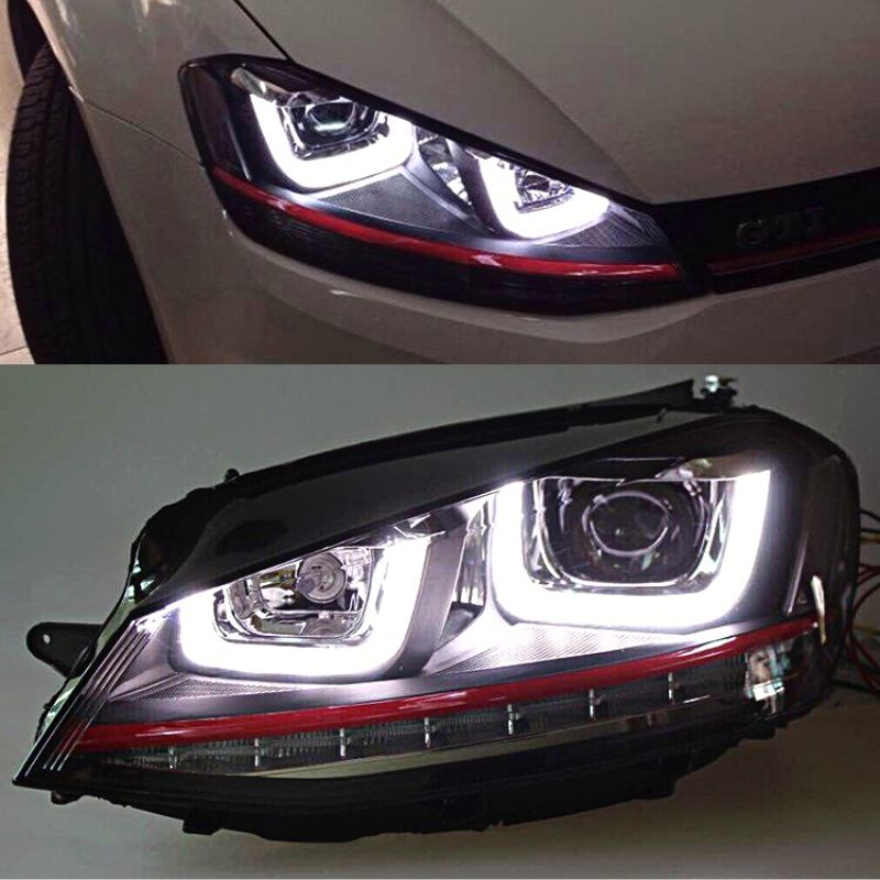 VW Golf 7 2012-2017 Fari anteriori a LED ottica GTI, R-Line, G7.5 Luci di svolta LED dinamiche.