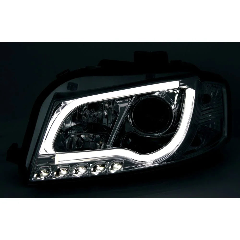 Audi A3 8P 8PA 2003-2008 Fari Anteriori LED Cromati Lightube - autorivallo