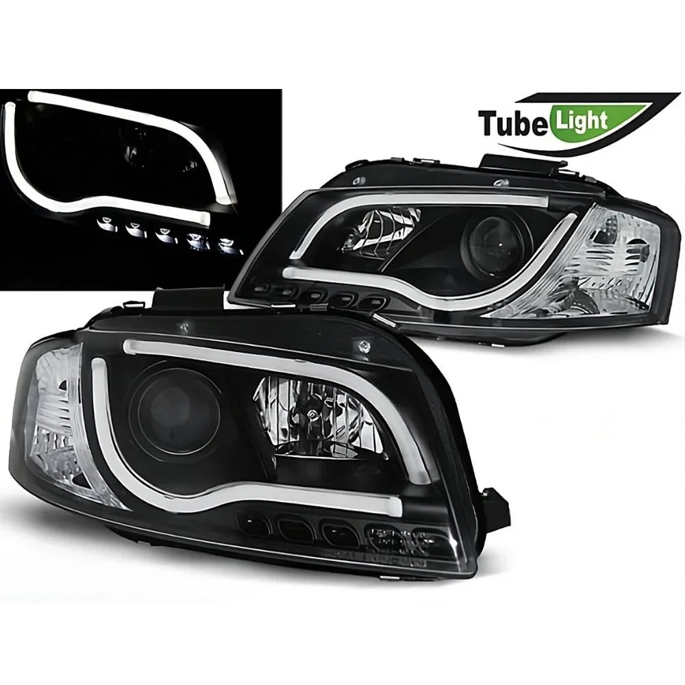 Audi A3 8P 8PA 2003-2008 Fari Anteriori LED Neri Lightube - autorivallo