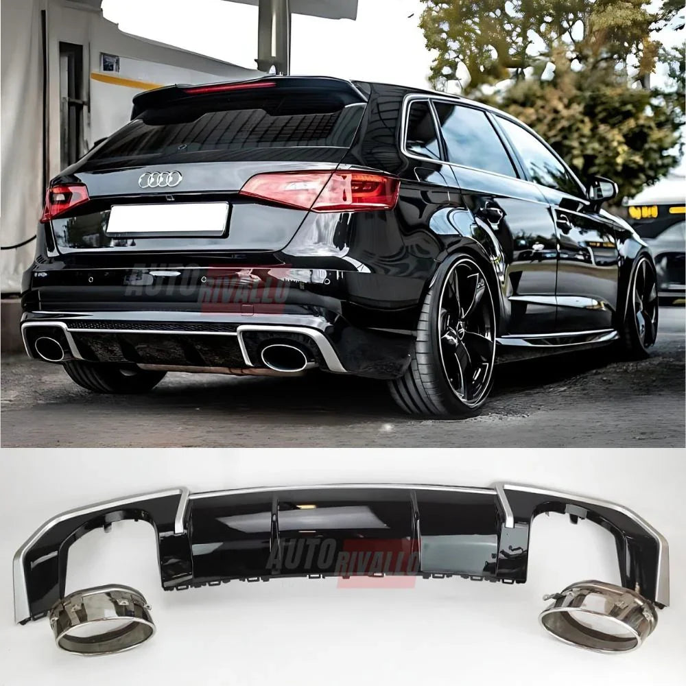 Audi A3 8V 2012-2016 Diffusore Sotto Paraurti RS3 Look Nero - autorivallo
