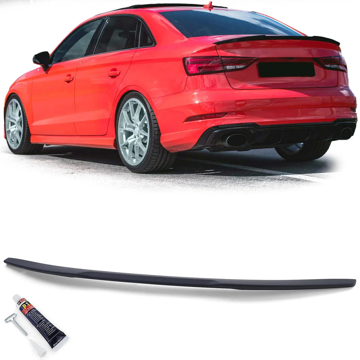 Audi A3 8V Berlina 13-21 Spoiler Cofano Posteriore Nero Opaco - autorivallo