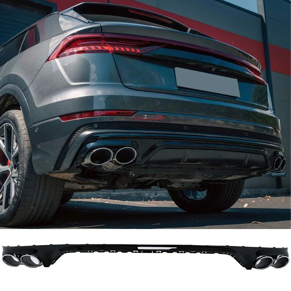 Audi Q8 S-Line 2018-2020 Diffusore Posteriore Doppia Uscita - autorivallo