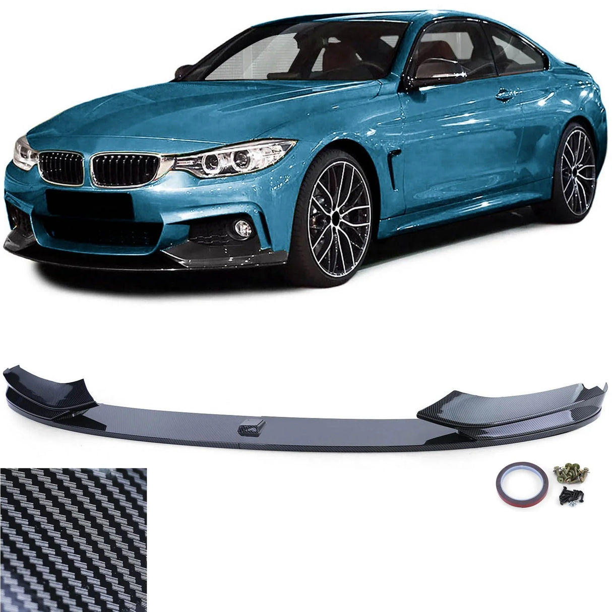 BMW 4 F32 F33 F36 2013–2021 Spoiler Anteriore Carbon Look - autorivallo
