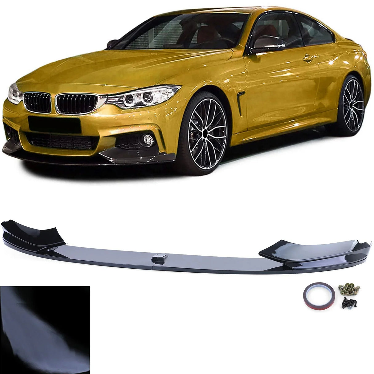 BMW 4 F32 F33 F36 2013–2021 Spoiler Anteriore Nero Lucido - autorivallo