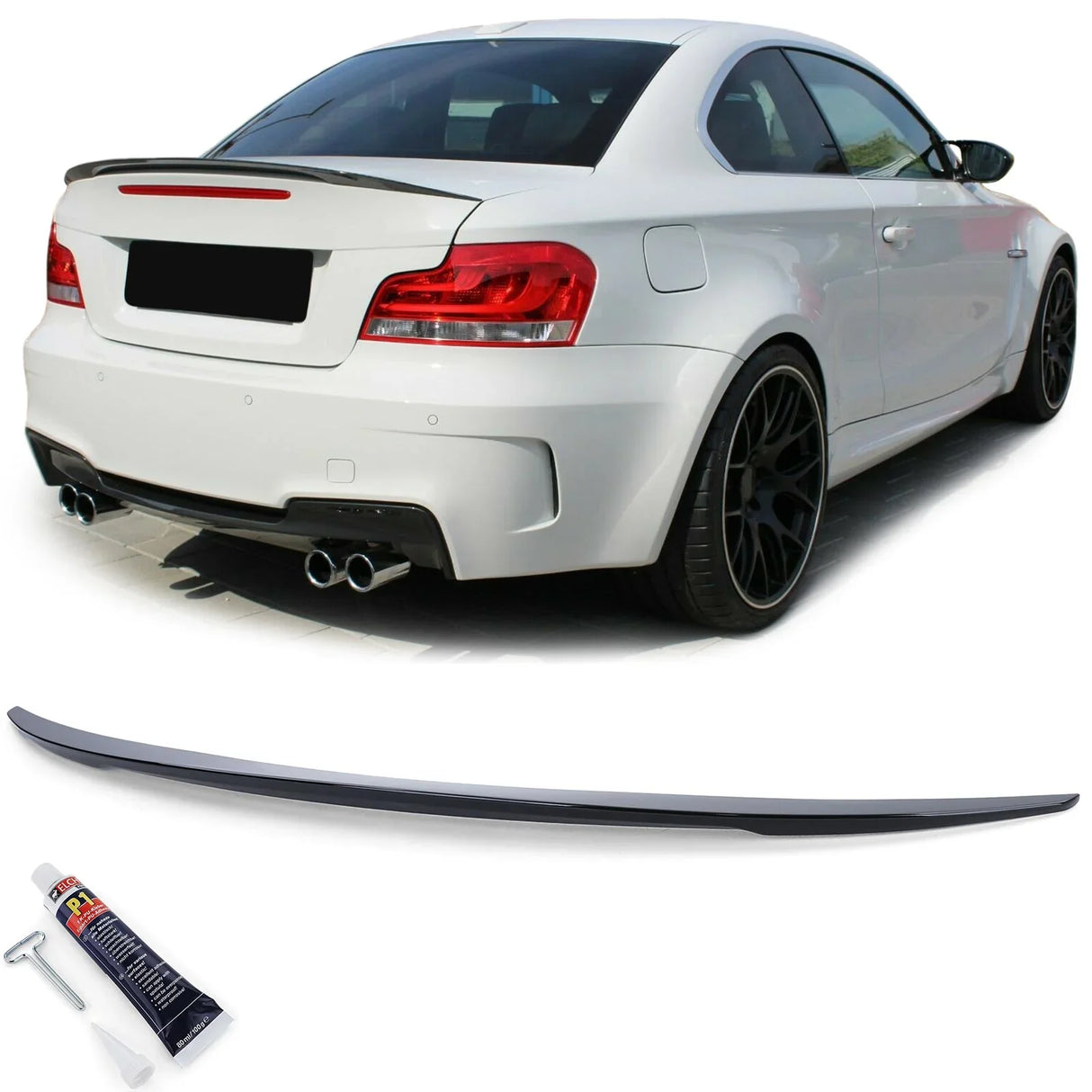 BMW Serie 1 E82 Coupé 2007-2013 Spoiler Cofano Nero Lucido - autorivallo
