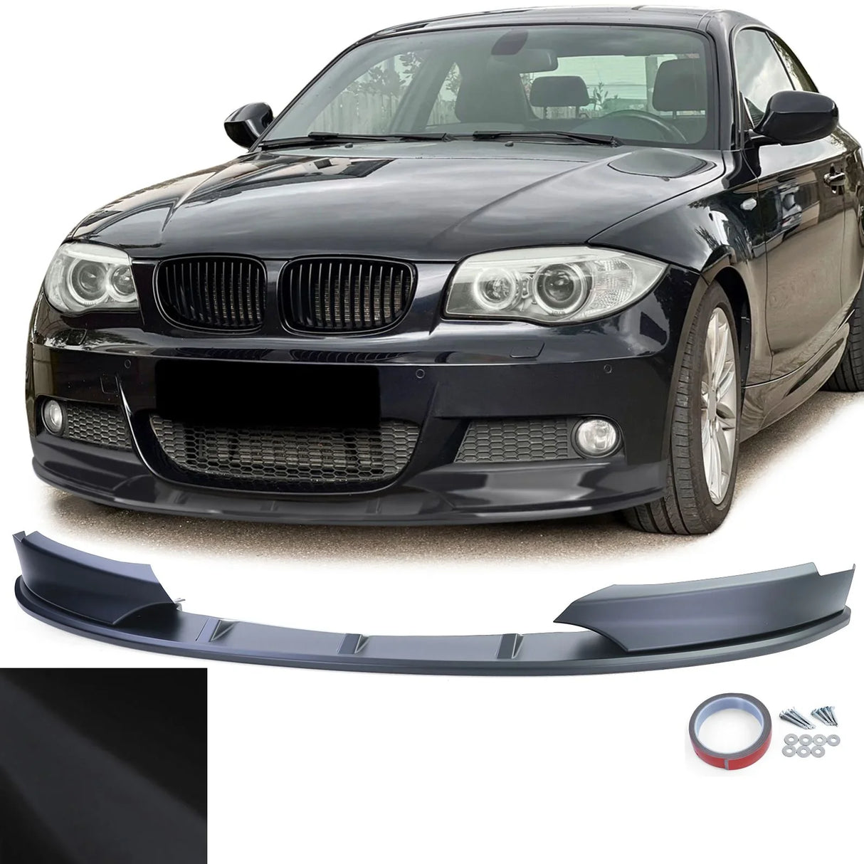 BMW Serie 1 E82 E88 2011–2013 Spoiler Anteriore Nero Opaco - autorivallo