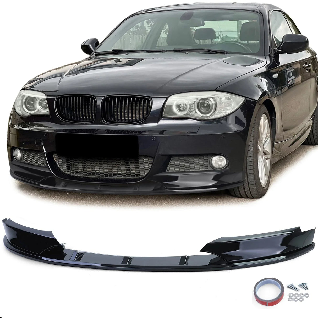 BMW Serie 1 E82 E88 2011–2013 Spoiler Anteriore Nero Lucido - autorivallo