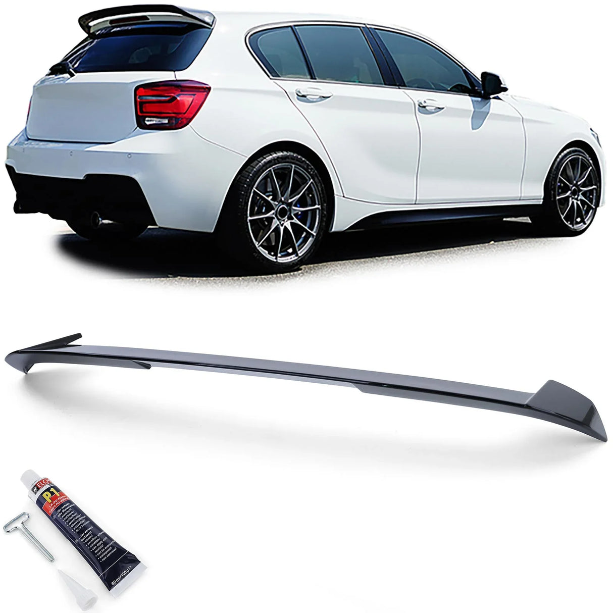 BMW Serie 1 F20 F21 2011-2015 Spoiler Sul Tetto Nero Lucido - autorivallo