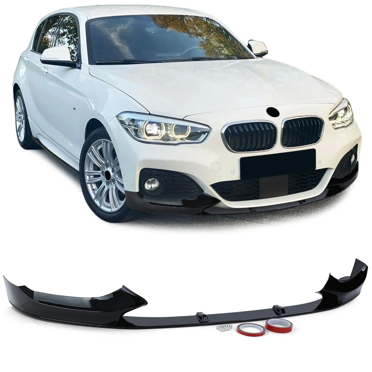 BMW Serie 1 F20 F21 2015–2019 Spoiler Anteriore Nero Lucido - autorivallo