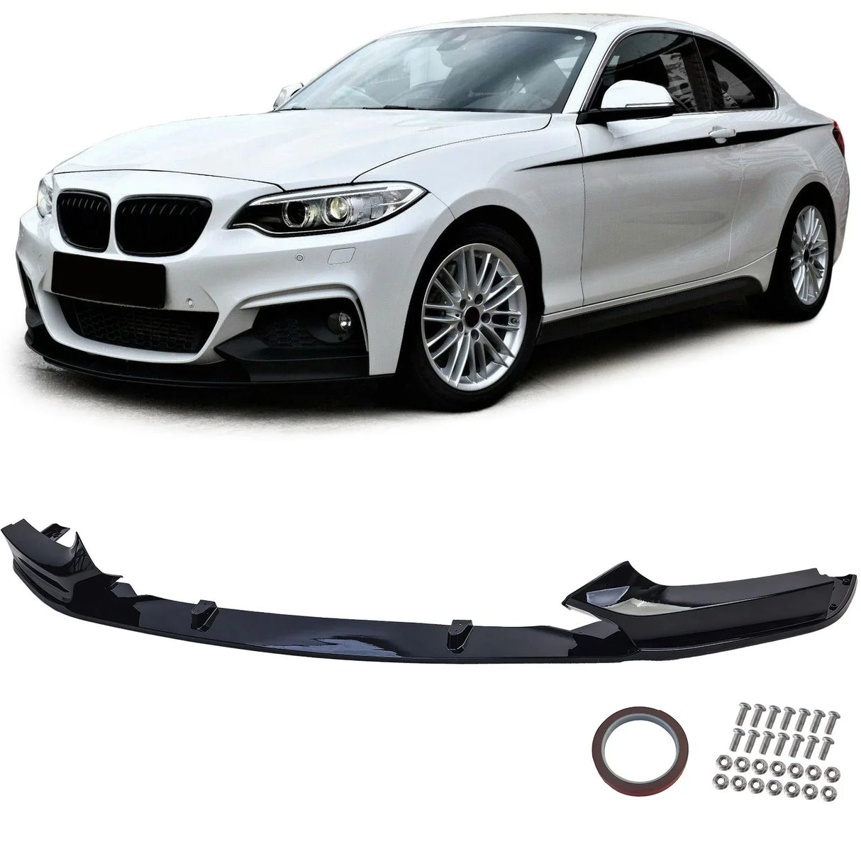 BMW Serie 2 F22 F23 2013–2021 Spoiler Anteriore Nero Lucido - autorivallo