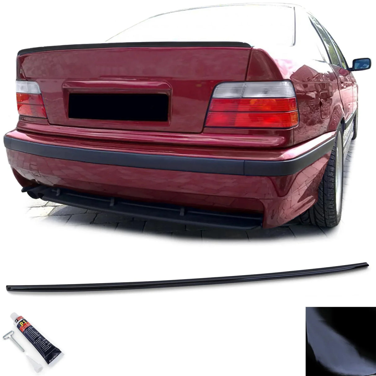 BMW Serie 3 E36 Berlina 1990-1998 Spoiler Cofano Nero Lucido - autorivallo