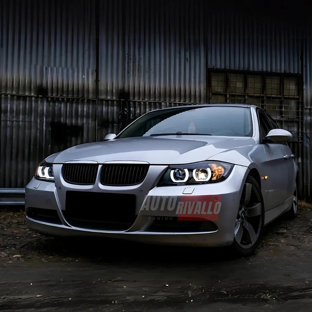 BMW Serie 3 E90 E91 2005-2008 Fari Anteriori Angel Eyes 3D LED - autorivallo