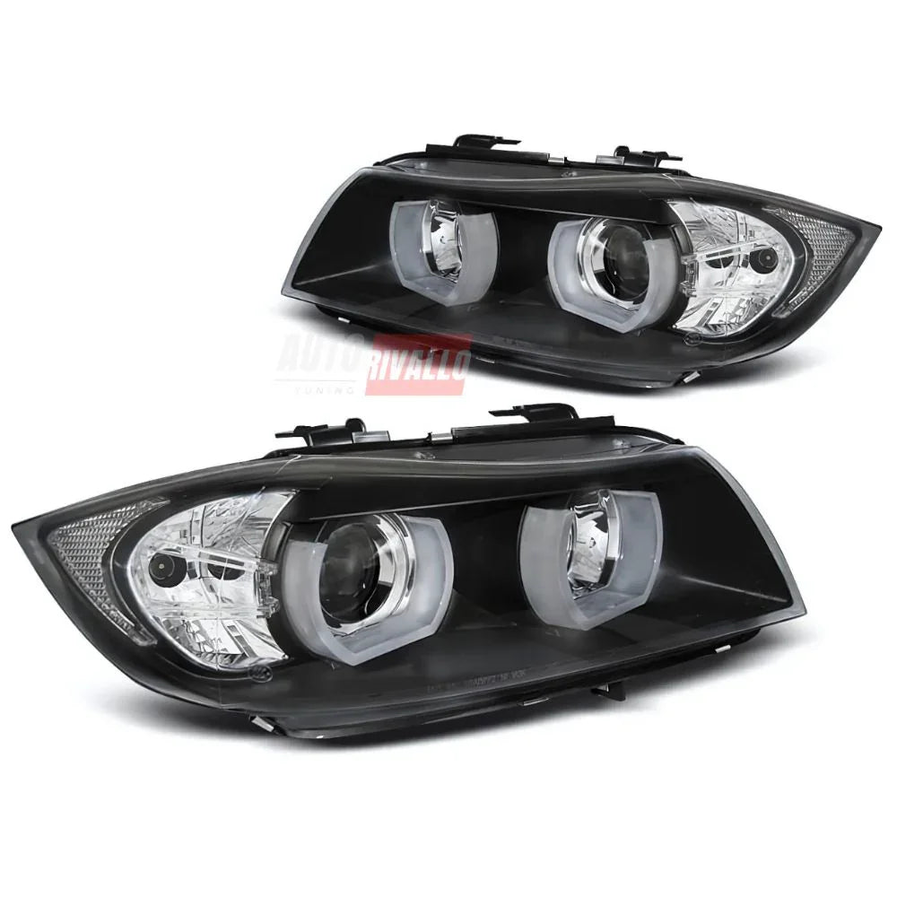 BMW Serie 3 E90 E91 2005-2008 Fari Anteriori Angel Eyes 3D LED - autorivallo