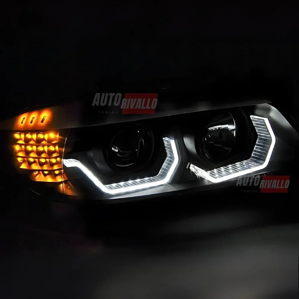 BMW Serie 3 E90 E91 2005-2008 Fari Anteriori LED 3D Neri - autorivallo