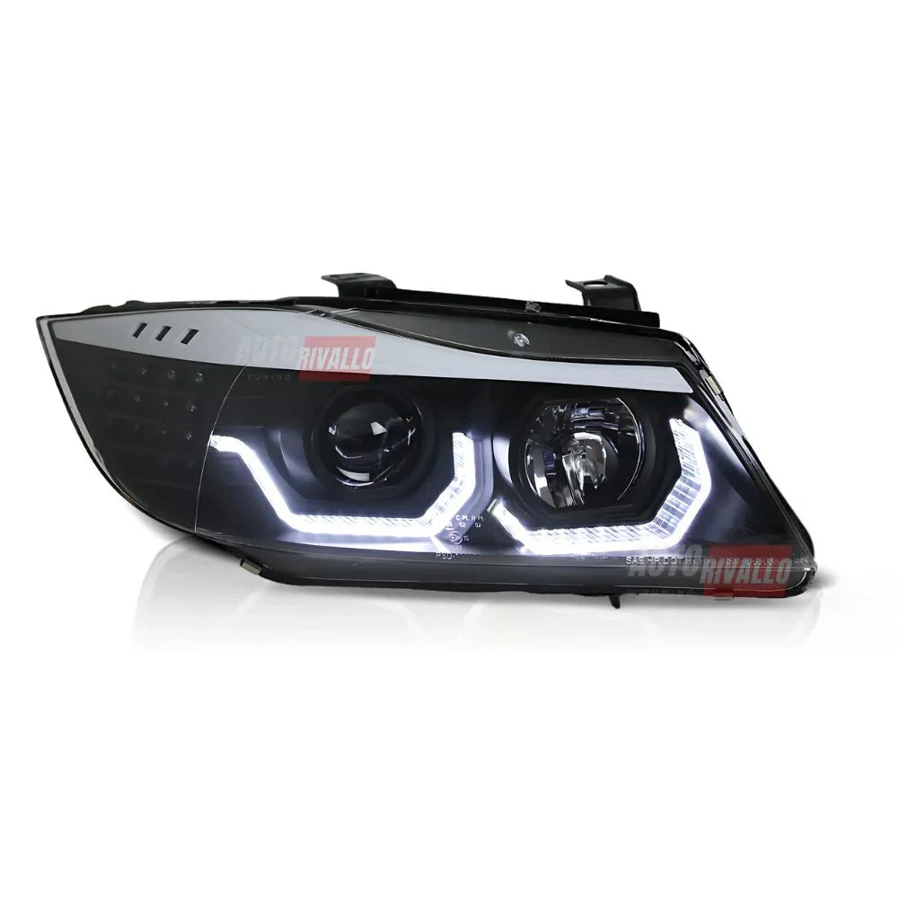 BMW Serie 3 E90 E91 2005-2008 Fari Anteriori LED 3D Neri - autorivallo