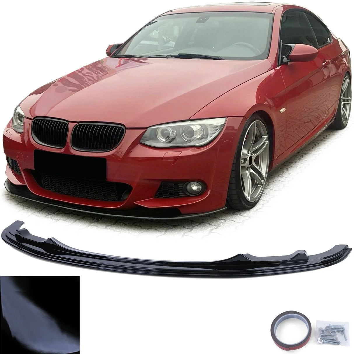 BMW Serie 3 E92 E93 2010–2013 Spoiler Anteriore Nero Lucido - autorivallo
