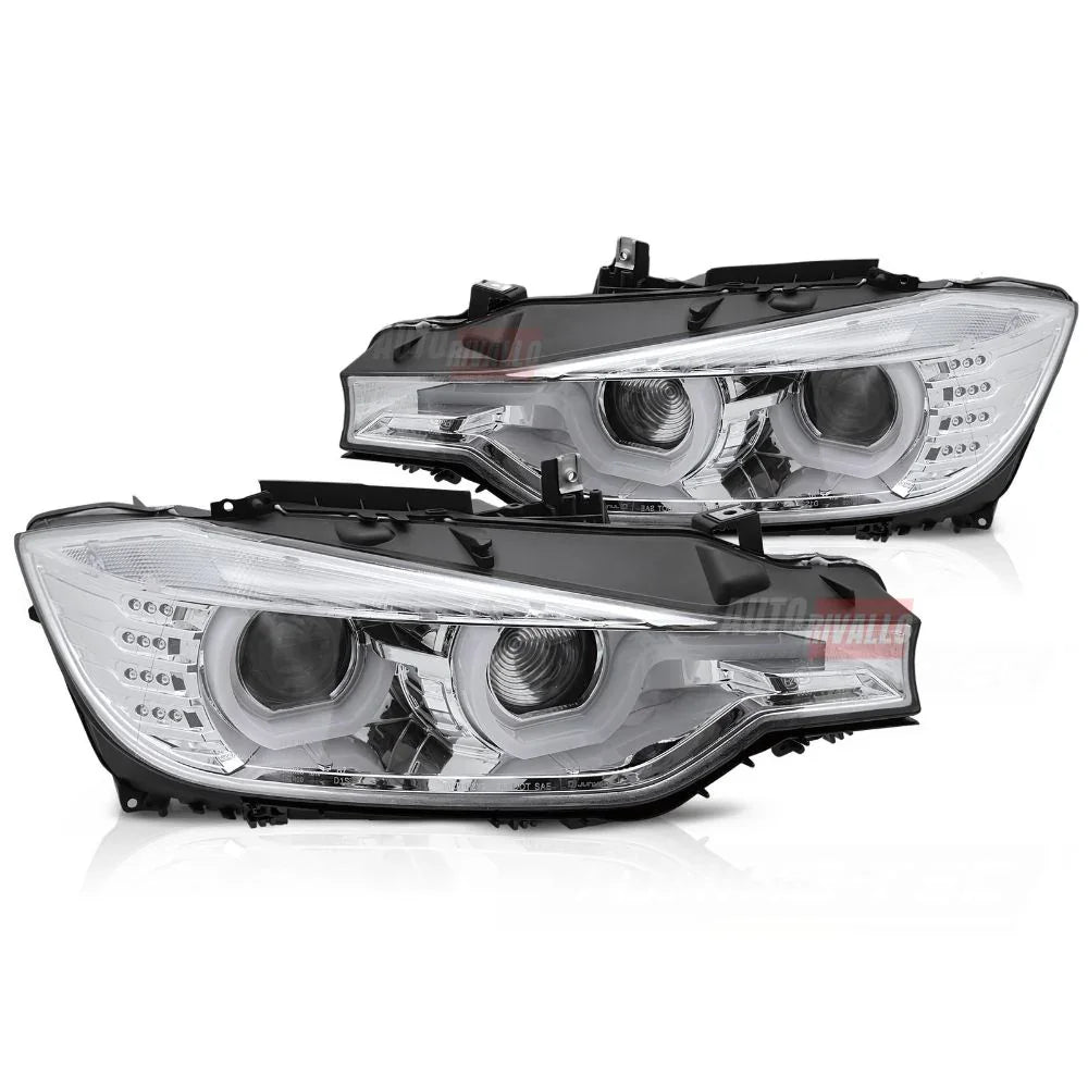 BMW Serie 3 F30 F31 2011-2015 Fari Anteriori LED Angel Eyes 3D - autorivallo