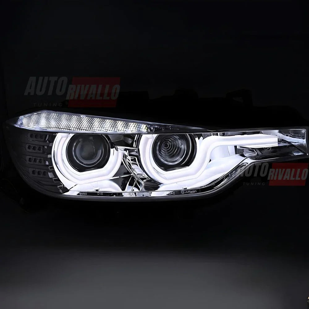 BMW Serie 3 F30 F31 2011-2015 Fari Anteriori LED Angel Eyes 3D - autorivallo