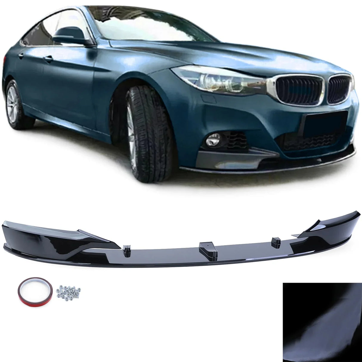 BMW Serie 3 GT F34 2013–2016 Spoiler Anteriore Nero Lucido - autorivallo