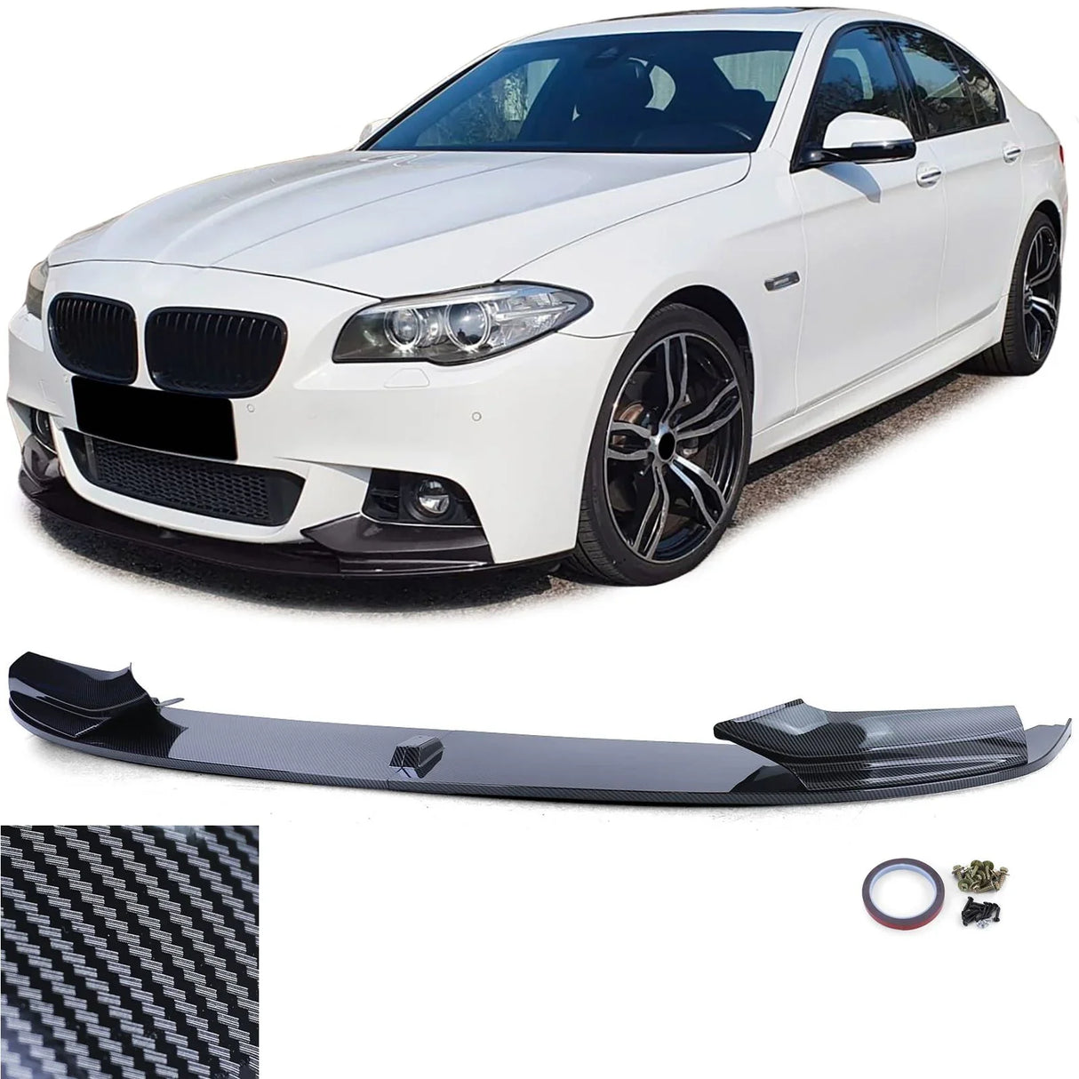 BMW Serie 5 F10 F11 2010–2017 Spoiler Anteriore Carbon Look - autorivallo
