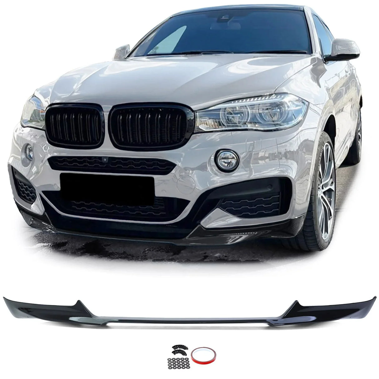 BMW X6 F16 2014–2019 Spoiler Anteriore Nero Lucido - autorivallo