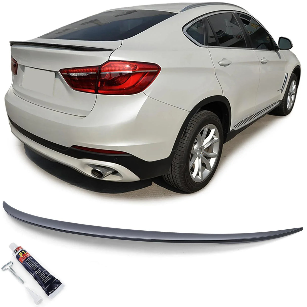 BMW X6 F16 2014-2019 Spoiler Cofano Posteriore Nero Lucido - autorivallo