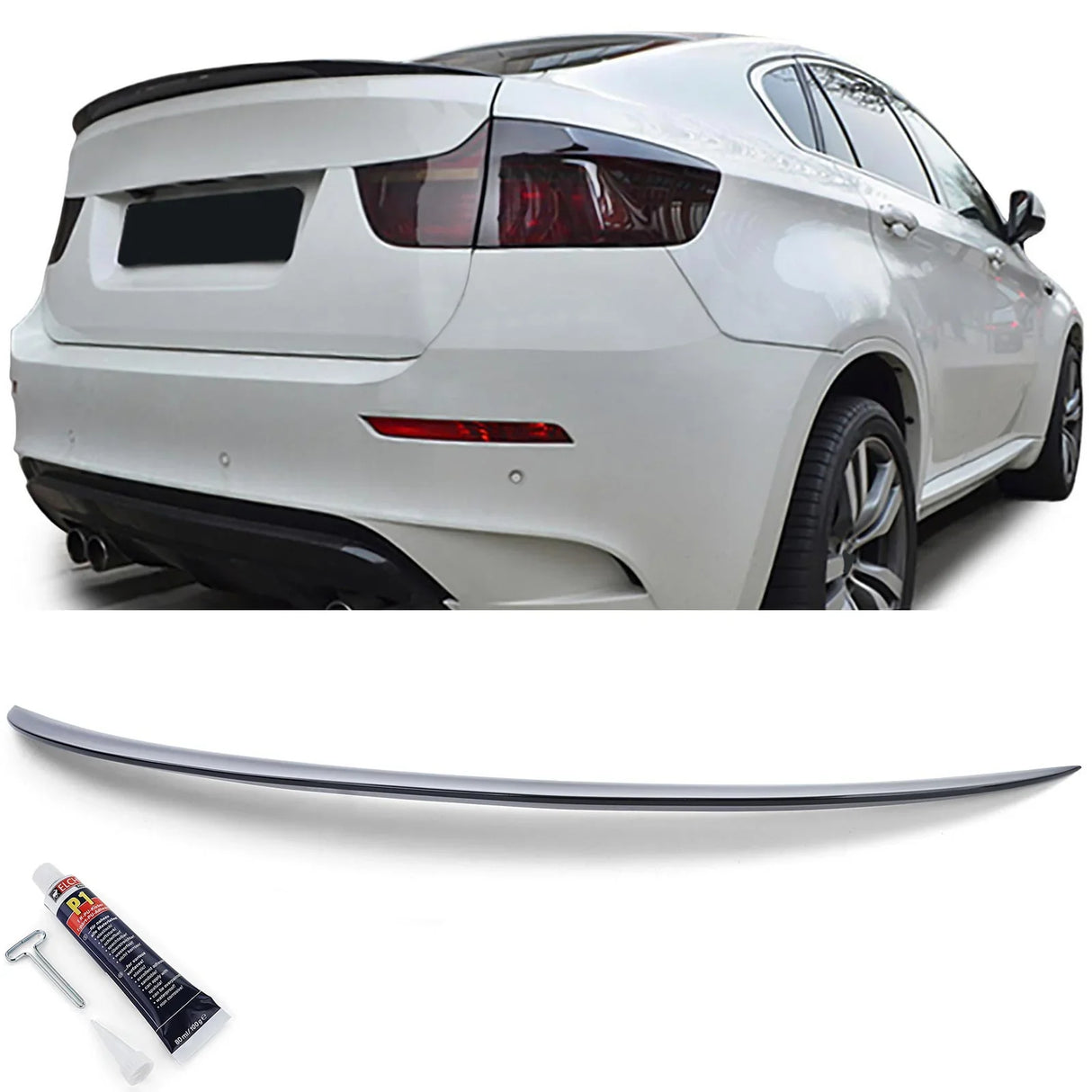 BMW X6 E71 2008-2014 Spoiler Cofano Posteriore Nero Lucido - autorivallo