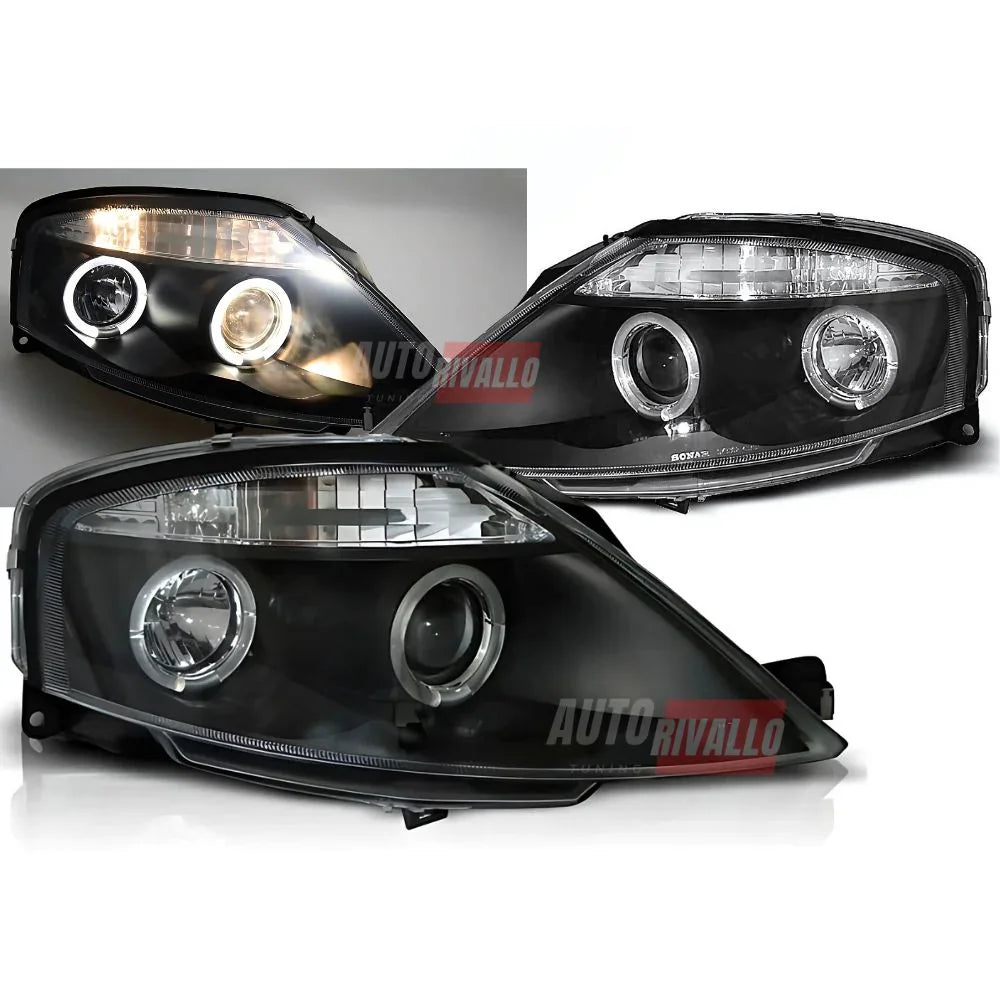 Citroen C3 2002-2009 Fari Anteriori Angel Eyes LED Bianchi - autorivallo