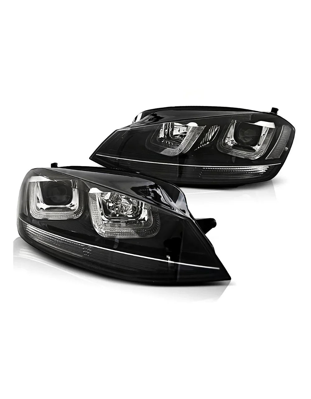 VW Golf 7 2012-2017 Fari Anteriori DRL LED R-Line Look Nero - autorivallo