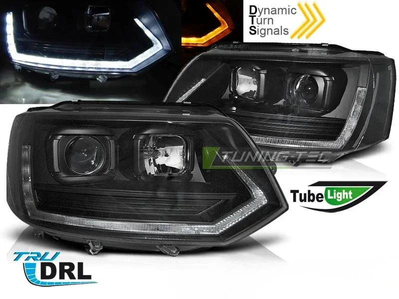 VW T5 2010-2015 Fari Anteriori Led Lightube T6 Look Nero - autorivallo