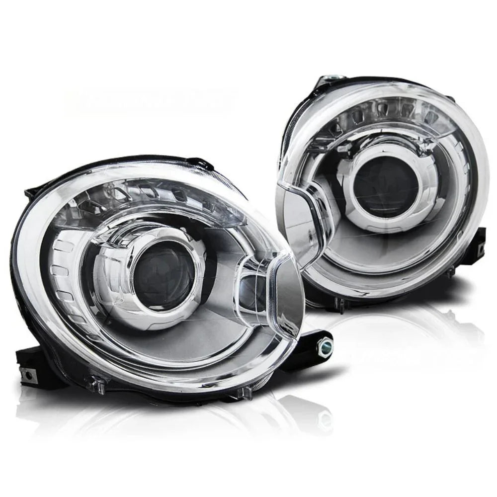 Fiat 500 2007-2016 Fari Anteriori Luci Diurne LED Cromati - autorivallo