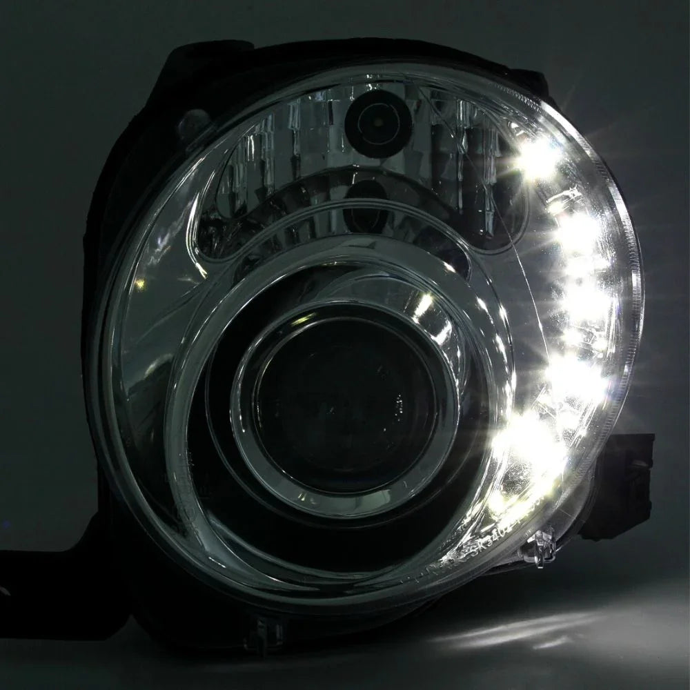 Fiat 500 2007-2016 Fari Anteriori Luci Diurne a LED Cromati - autorivallo