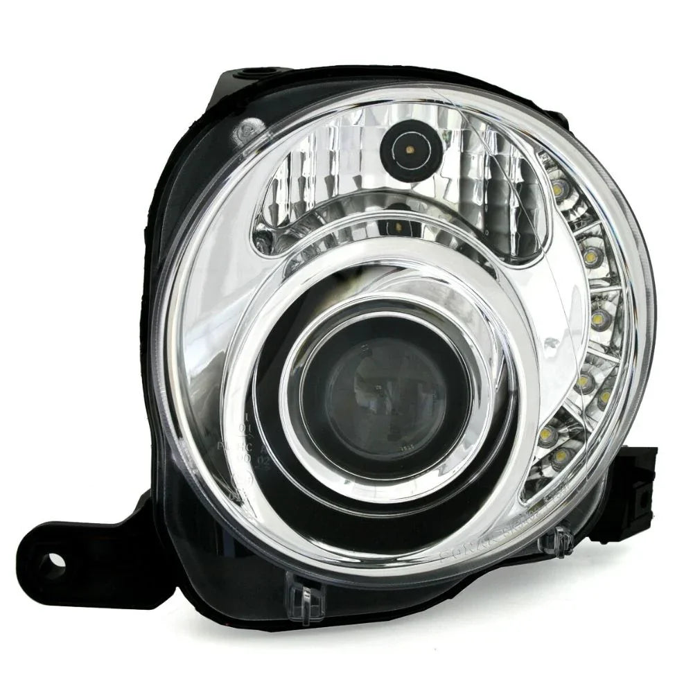 Fiat 500 2007-2016 Fari Anteriori Luci Diurne a LED Cromati - autorivallo
