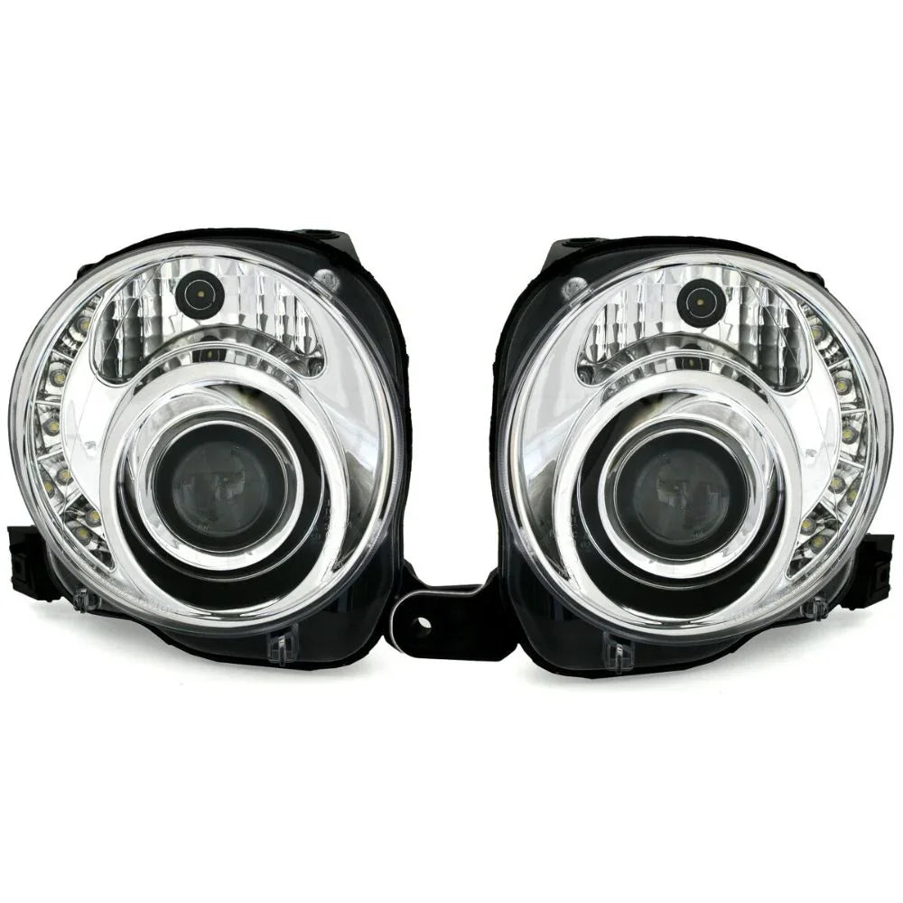 Fiat 500 2007-2016 Fari Anteriori Luci Diurne a LED Cromati - autorivallo