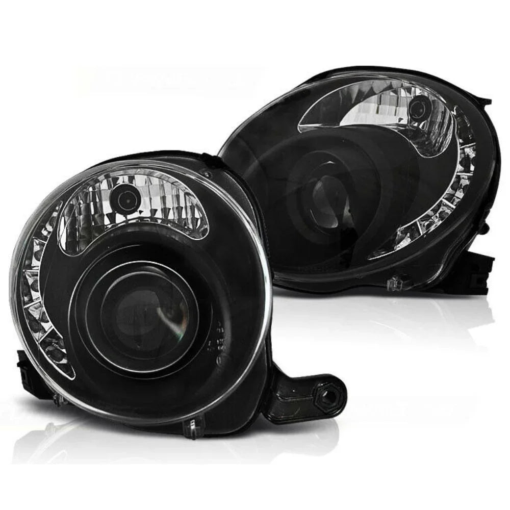 Fiat 500 2007-2016 Fari Anteriori Luci Diurne a LED Neri - autorivallo