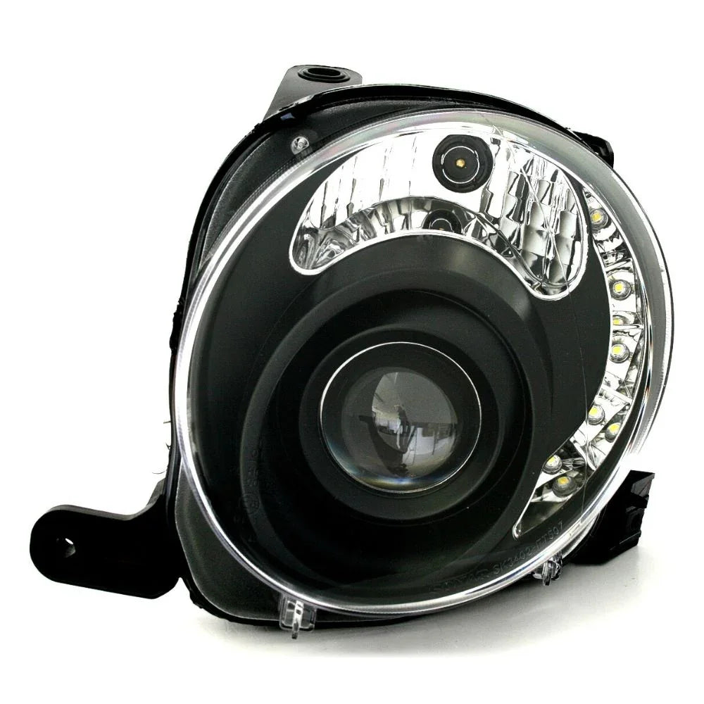 Fiat 500 2007-2016 Fari Anteriori Luci Diurne a LED Neri - autorivallo