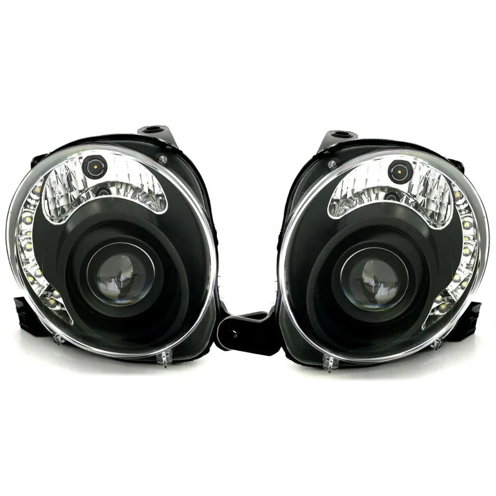 Fiat 500 2007-2016 Fari Anteriori Luci Diurne a LED Neri - autorivallo