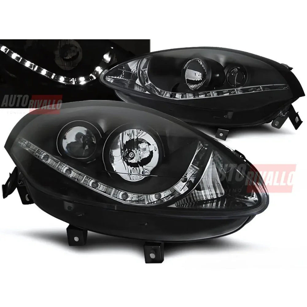 Fiat Bravo 2 (198) 2007-2014 Fari Anteriori a LED Neri - autorivallo