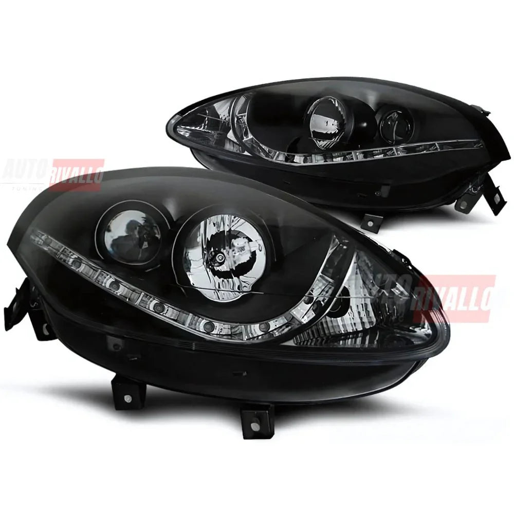 Fiat Bravo 2 (198) 2007-2014 Fari Anteriori a LED Neri - autorivallo