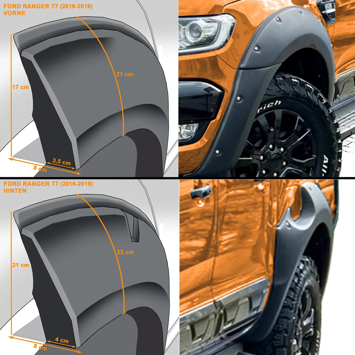 Ford Ranger T7 2015-2019 2.2 3.2 Passaruota Parafango SET - autorivallo