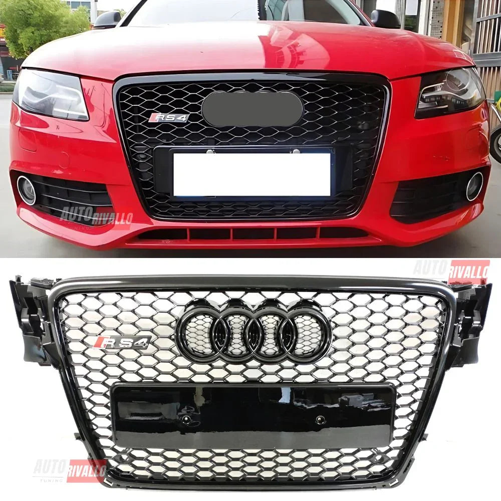 Audi A4 B8 8K 2007-2011 Griglia Anteriore RS4 Look Nero Lucido - autorivallo