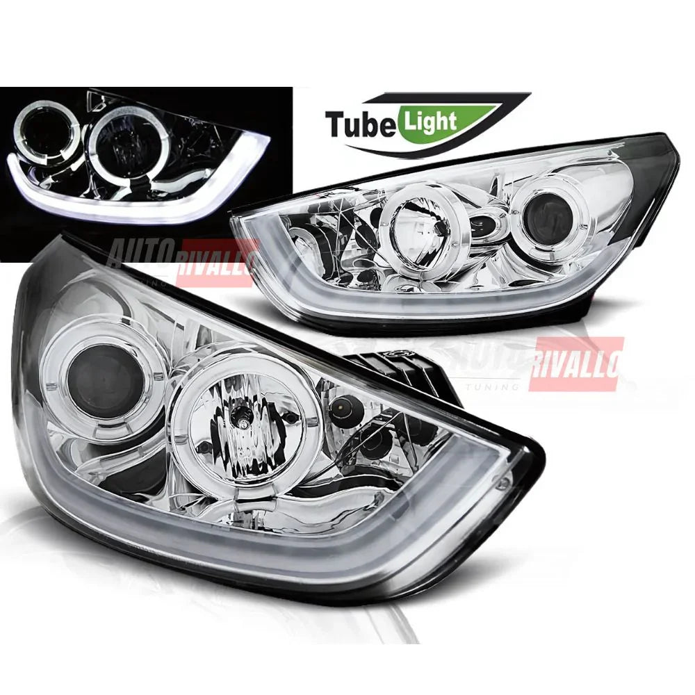 Hyundai IX35 2010-2013 Fari Anteriori LED Lightube Cromati - autorivallo