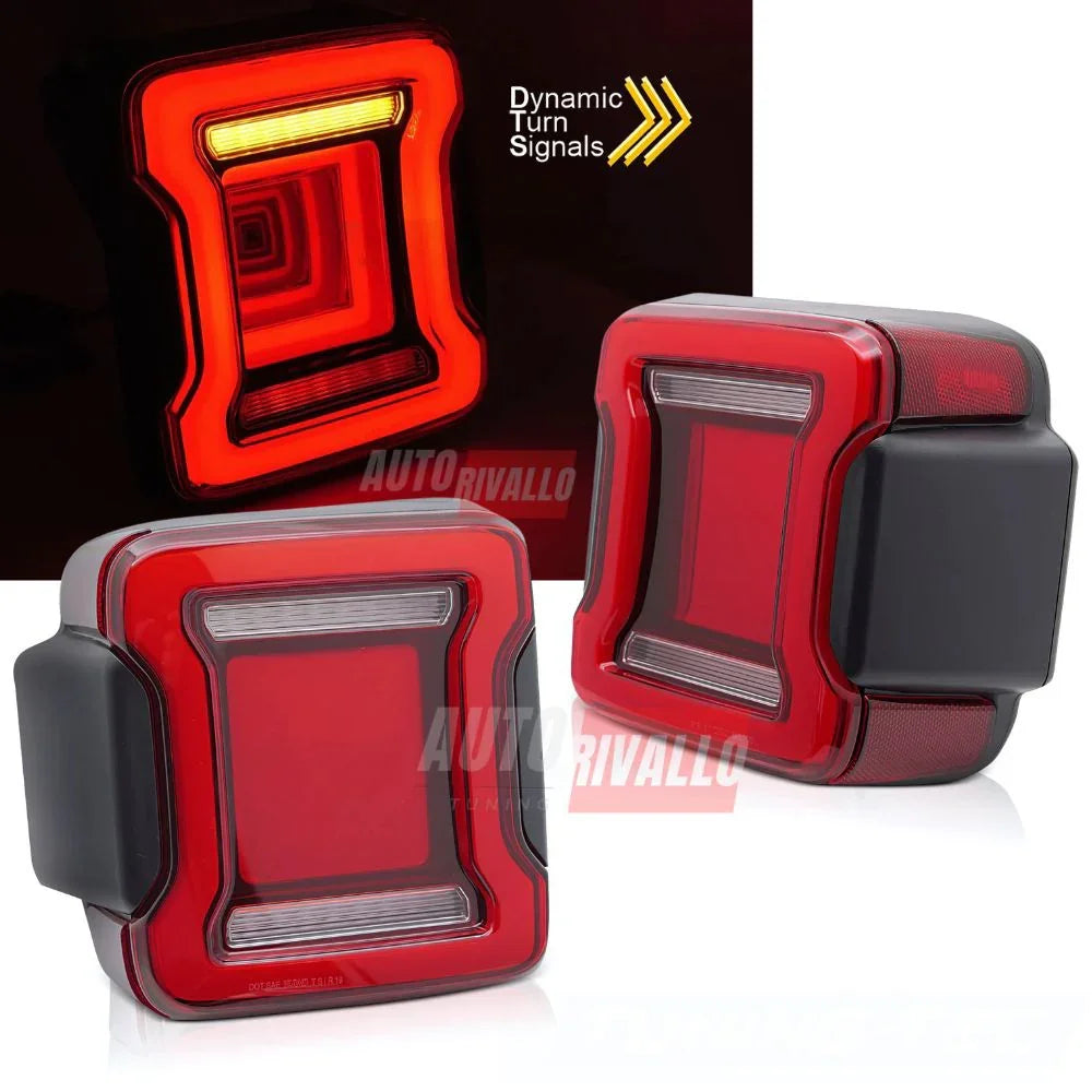 Jeep Wrangler IV JL 2017-2023 Fari Posteriori Full LED Rosso - autorivallo