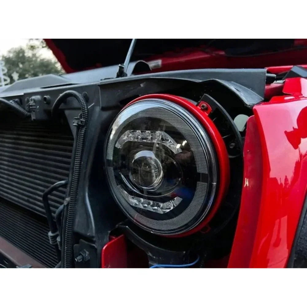 Jeep Wrangler ll 1996-2006 Fari Anteriori Full LED TFL Angel Eyes - autorivallo