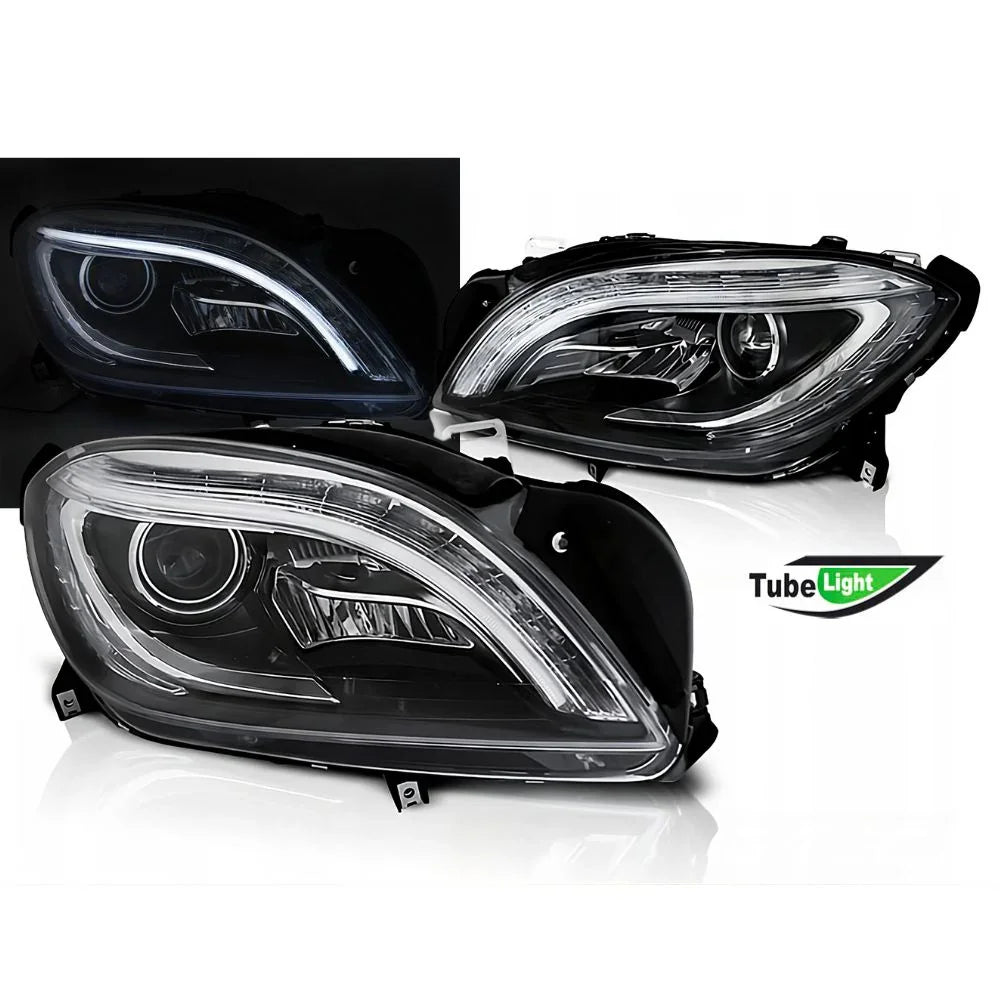 Mercedes Classe M W166 2011-2015 Fari Anteriori LED Neri Lightube - autorivallo