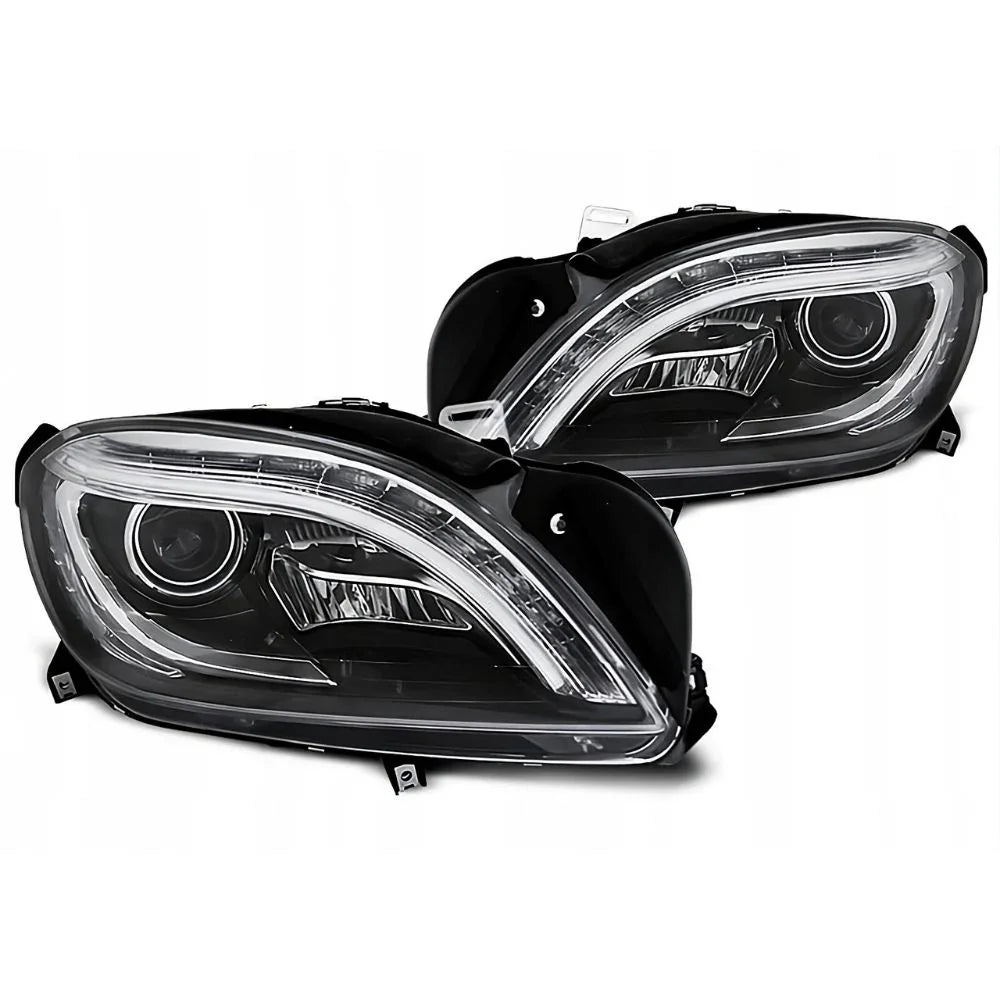 Mercedes Classe M W166 2011-2015 Fari Anteriori LED Neri Lightube - autorivallo