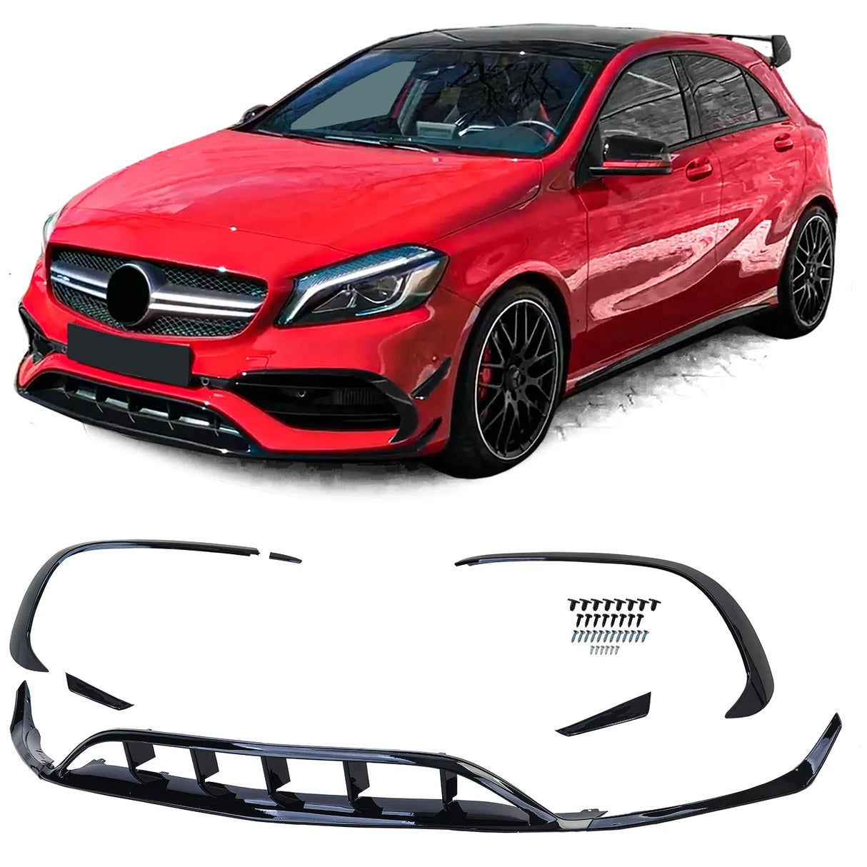 Mercedes A W176 2015-2018 Kit Spoiler Paraurti Anteriore - autorivallo