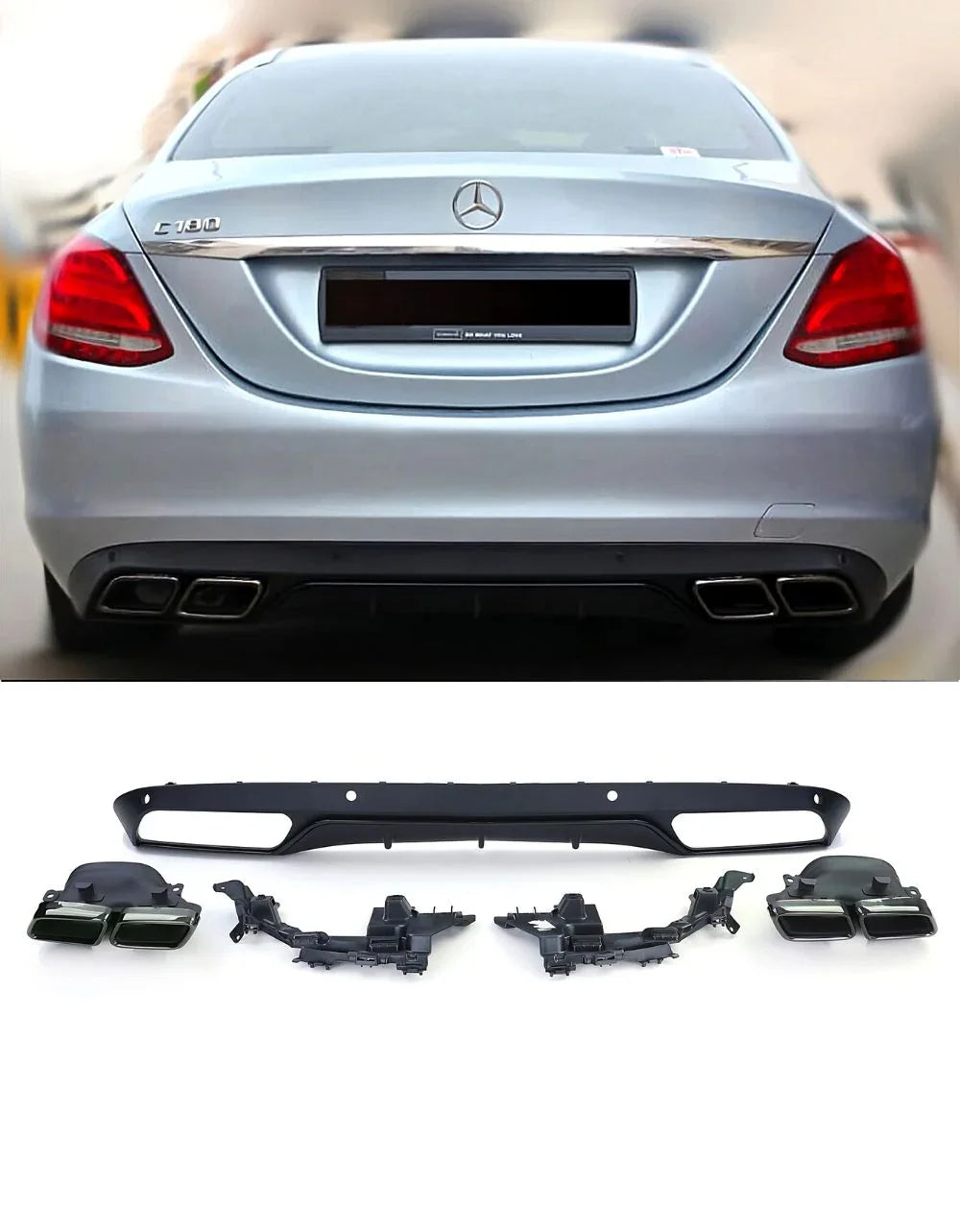 Mercedes Classe C W205 Diffusore AMG Look C63 Doppia Uscita - autorivallo