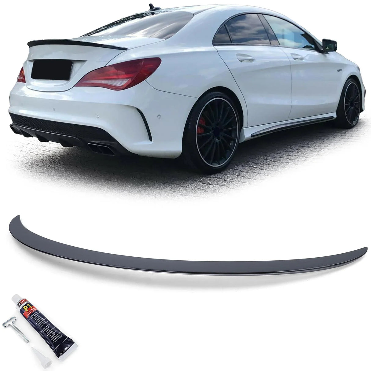 Mercedes CLA C117 13-18 Spoiler Cofano Nero Lucido - autorivallo