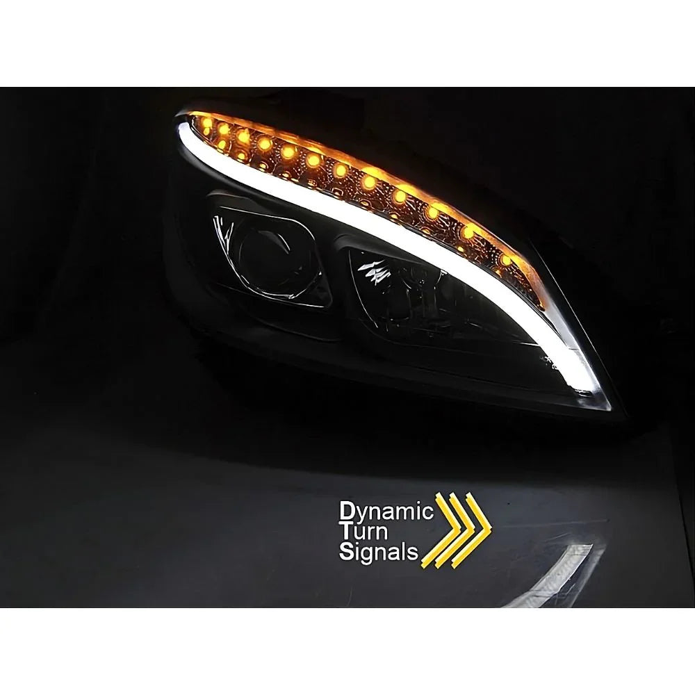Mercedes Classe C W204 07-10 Fari Anteriori DRL LED Neri SEQ - autorivallo
